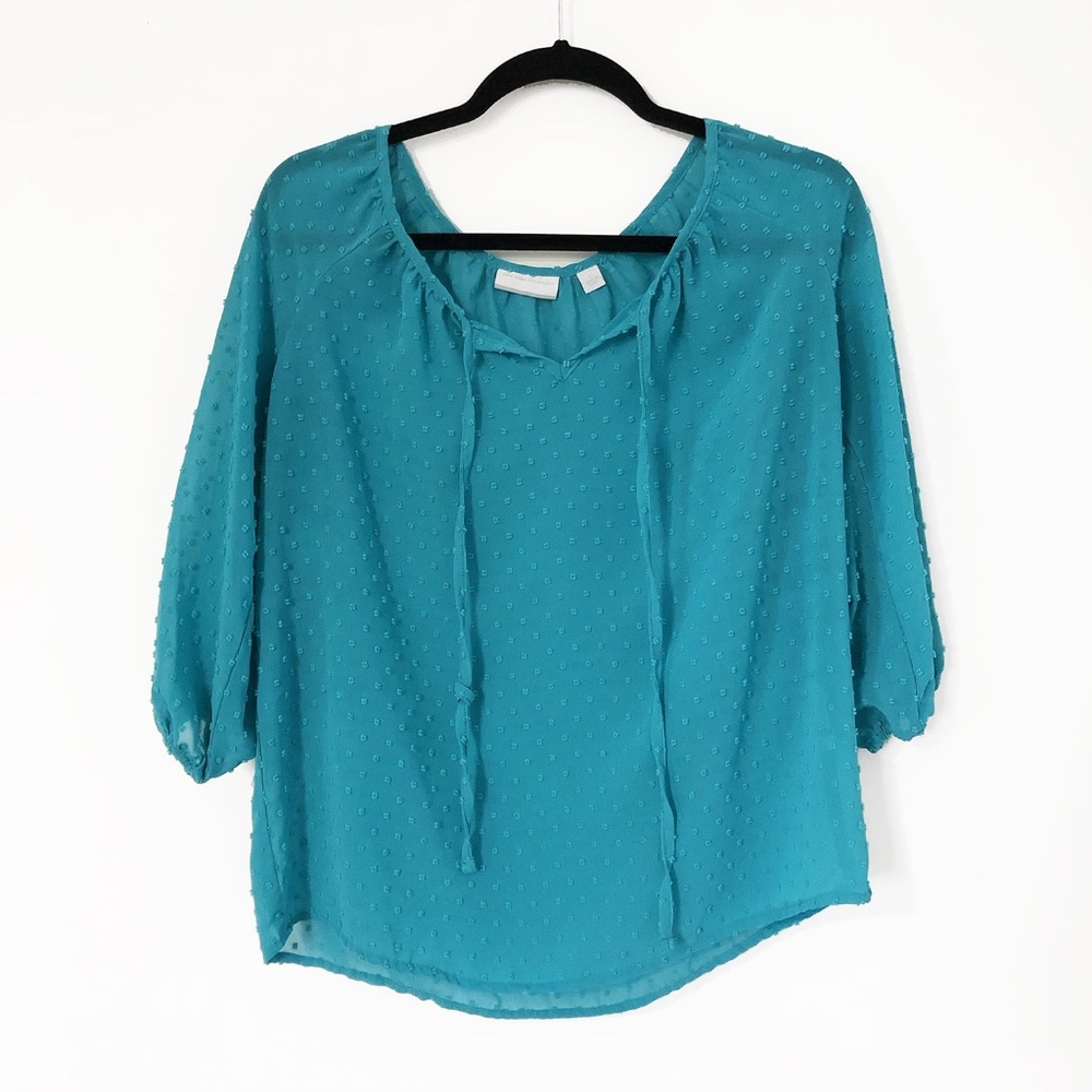 Blue Blouse Size Small Sheer Oversized New York & Company